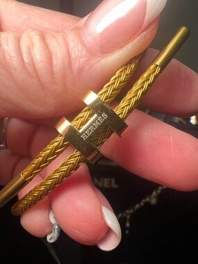 Gold H Adjustable cord Braided Bracelet